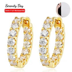 Serenity 2.6cttw D Color Moissanite Earrings for Women 100% S925 Sterling Silver Hoop Earrings Plated 18K Fine Jewelry Wholesale