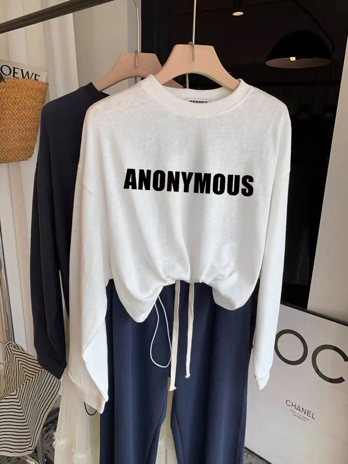 Korean Style Retro round Neck Long Sleeve Sweatshirt Women's Fashion Print Top Trendy T-Shirt Short Style Autumn New Arrival