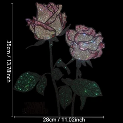 Shining Pretty Pink Rose Flower Drill Figure High Quality Rhinestone Pattern DIY T-Shirt Sweater Cowboy Clothing Accessories
