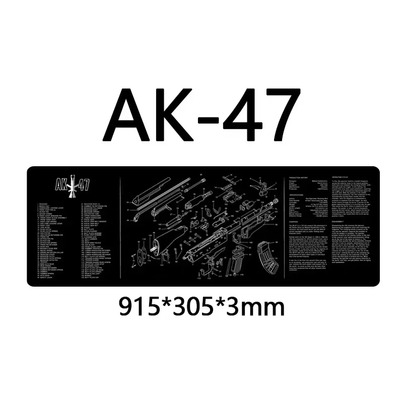 AR-15 AK47 Remington 870 Cleaning Rubber Mat "36x12" Size Gunsmith Armorer with Parts Diagram and Instructions Mouse Pad Mat view 3