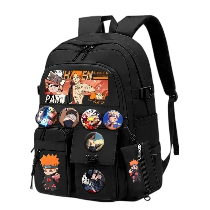 Naruto Doppel-Schulterrucksack Uchiha Sasuke und Uzumaki Naruto Niedlicher Cartoon Modischer Großer Tragbarer Schultasche – Detail 5