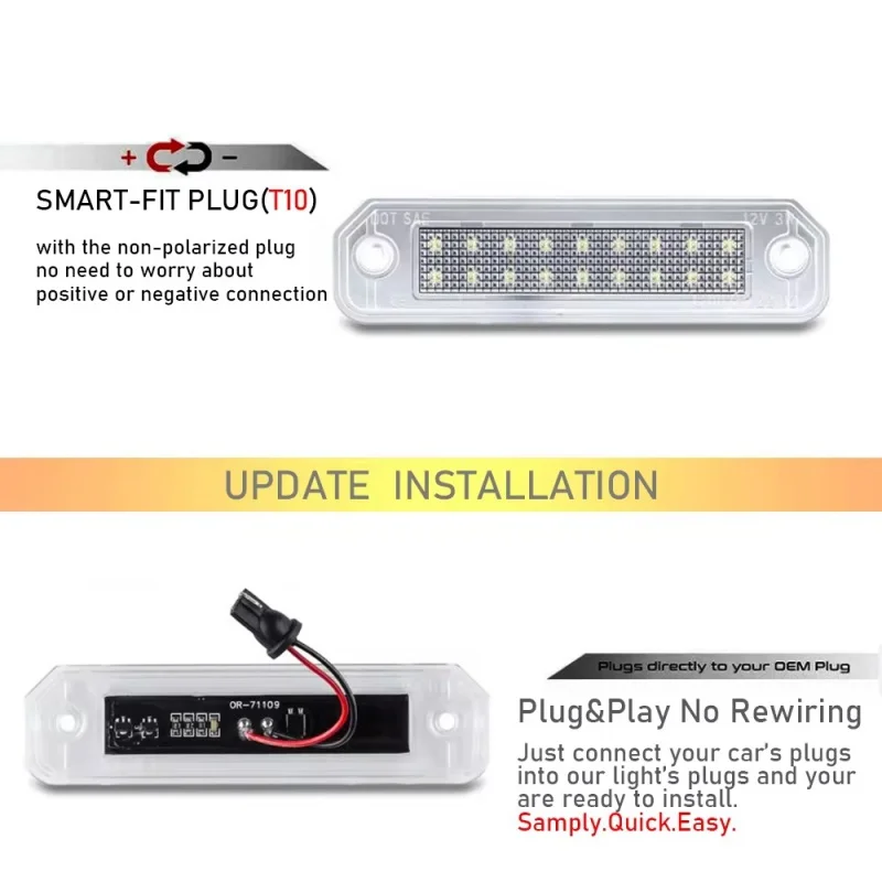 2pcs Error Free 3W 12V White SMD 18 LED Number License Plate Lights Lamps For Honda Civic EJ EG EK CR-X Del Sol Integra SJ EK3 view 5