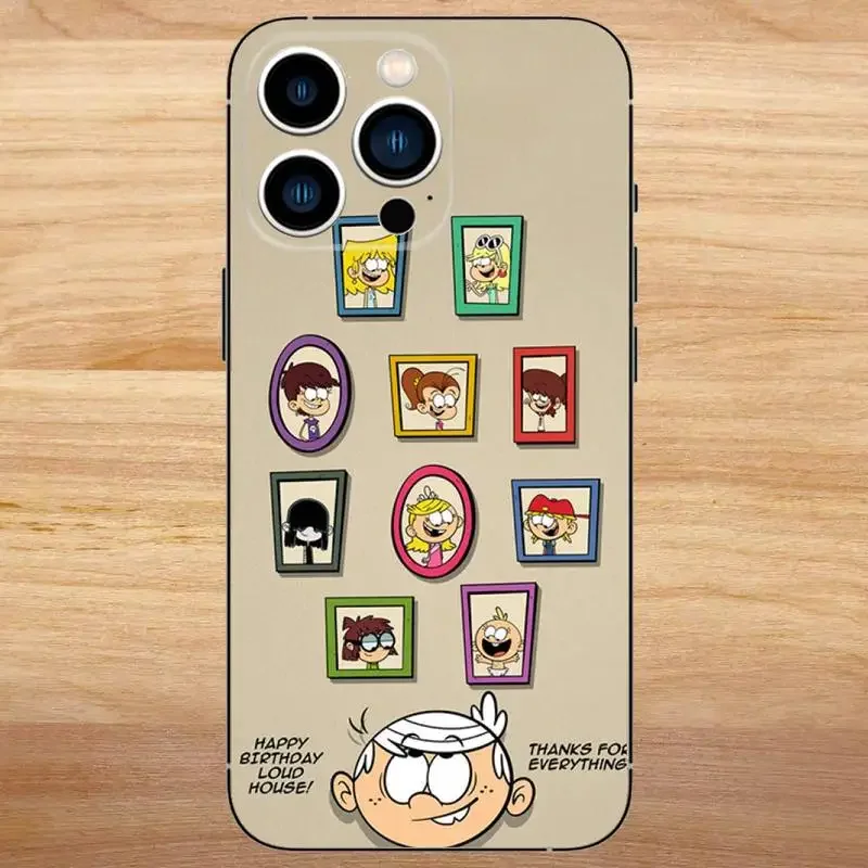 حافظة هاتف كارتون The L-Loud House لهاتف iPhone15,14,13,12,11,Pro,Max,Plus,Mini,X,XS,XR,8,7,6,S,Plus,SE حافظة سوداء ناعمة