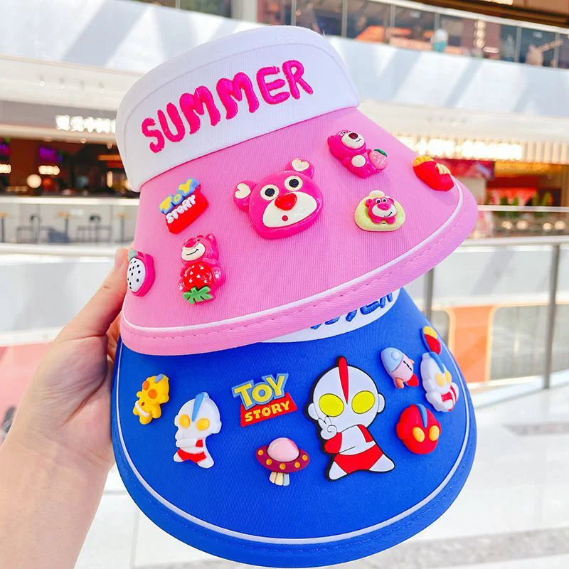 Cute Cinnamoroll Kuromi Strawberry Bear Kids Sun Hat Cartoon Summer Girls Sun UV Protection Large Eaves Ventilate Hat Toys Gifts