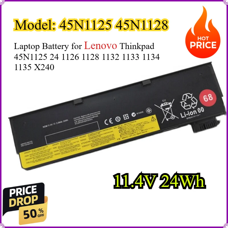 

45N1125 45N1128 11.4V 24Wh Laptop Battery for Lenovo Thinkpad 45N1125 24 1126 1128 1132 1133 1134 1135 X240