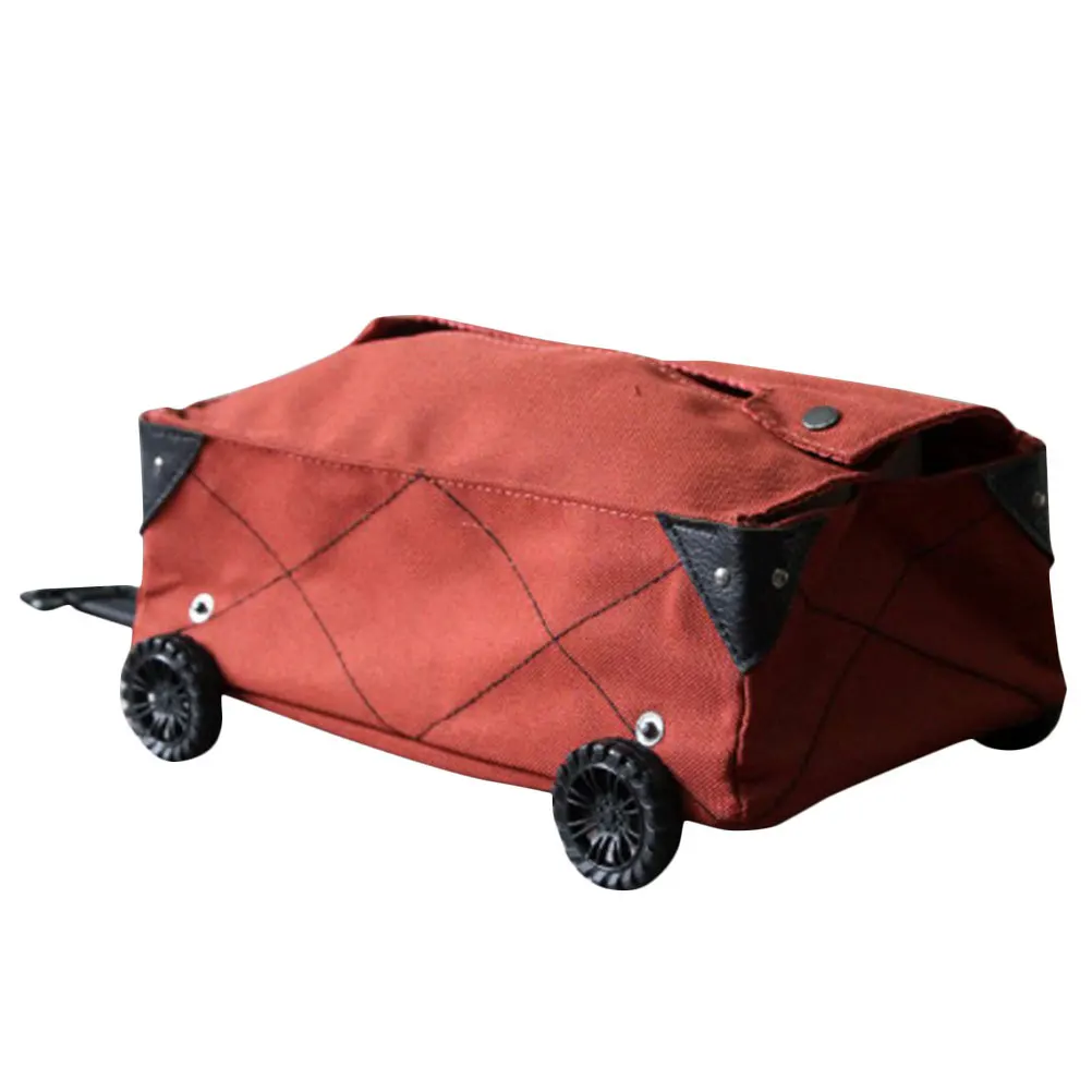 عربة تصميم الأنسجة حامل صندوق تخزين قابل للطي عجلة أنيقة مظهر أحمر في الهواء الطلق التخييم التسوق متعددة الوظائف DIY بها بنفسك