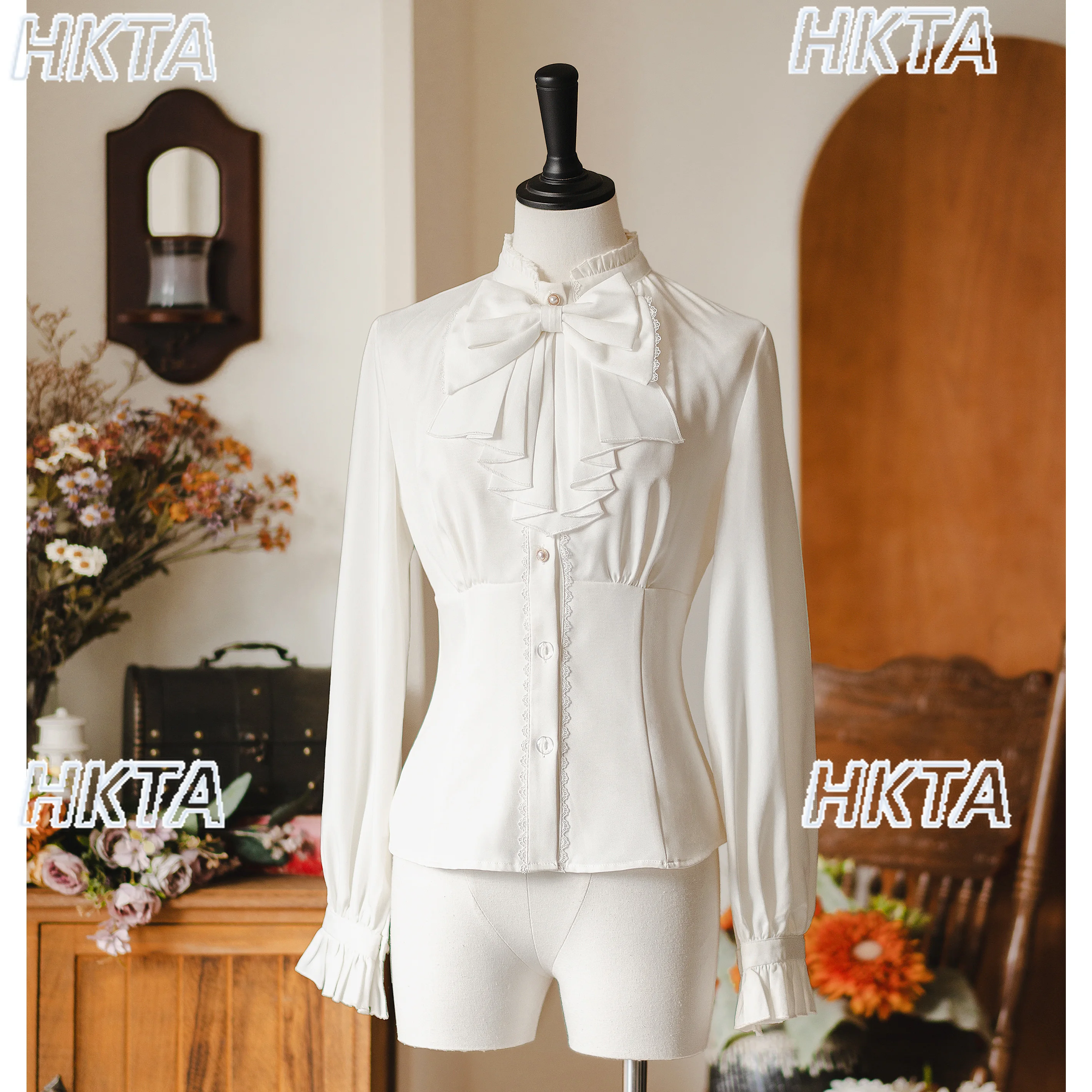 Chemise en mousseline de soie originale, chemisier Lolita, chemises blanches Vintage françaises à manches longues pour dames, nouvelle collection automne 2025