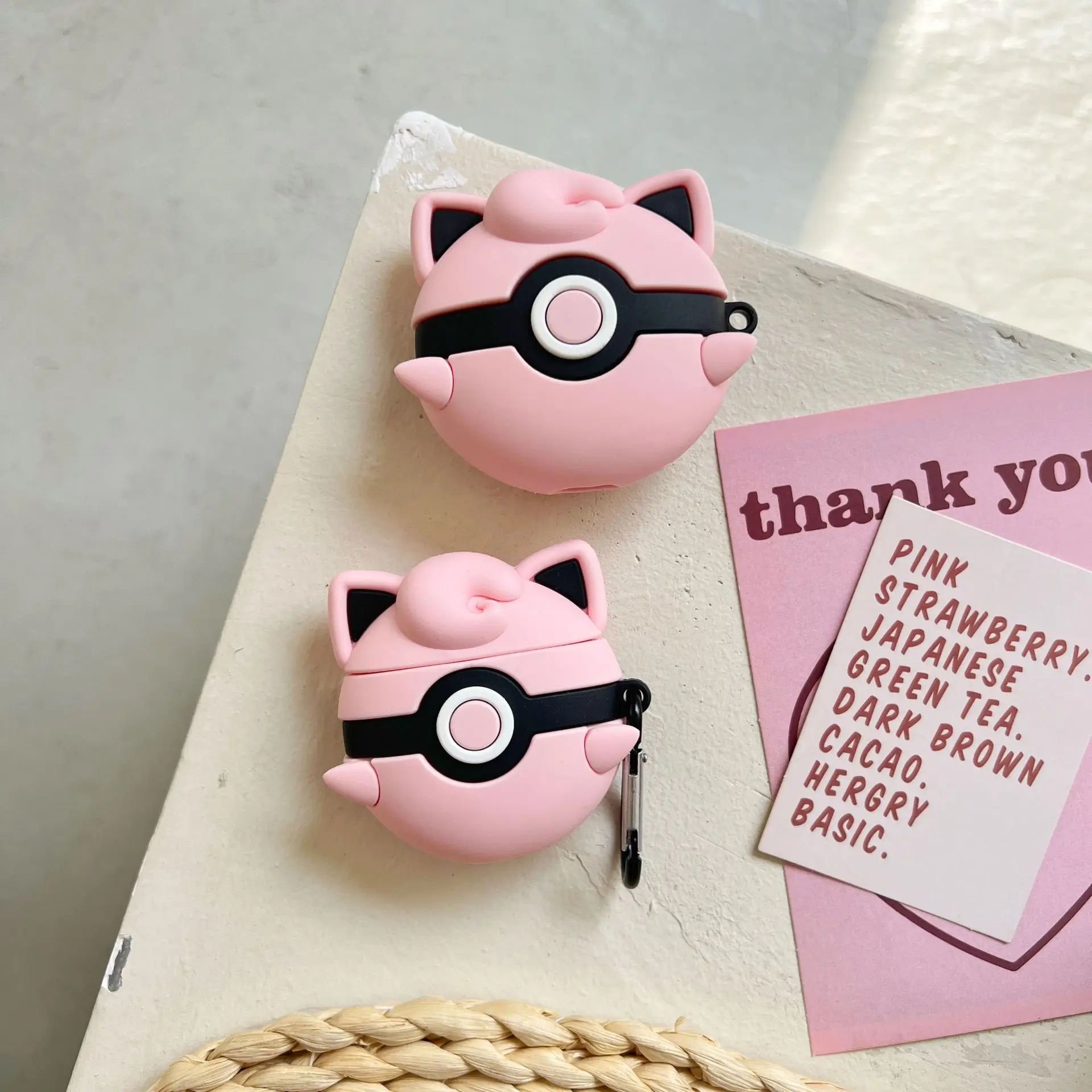 البوكيمون Jigglypuff الوردي الكرة للصدمات واقية سماعة غطاء سيليكون ل Airpods 4 3 2 1 حافظة/Airpods Pro 3 حافظة 2025 صندوق