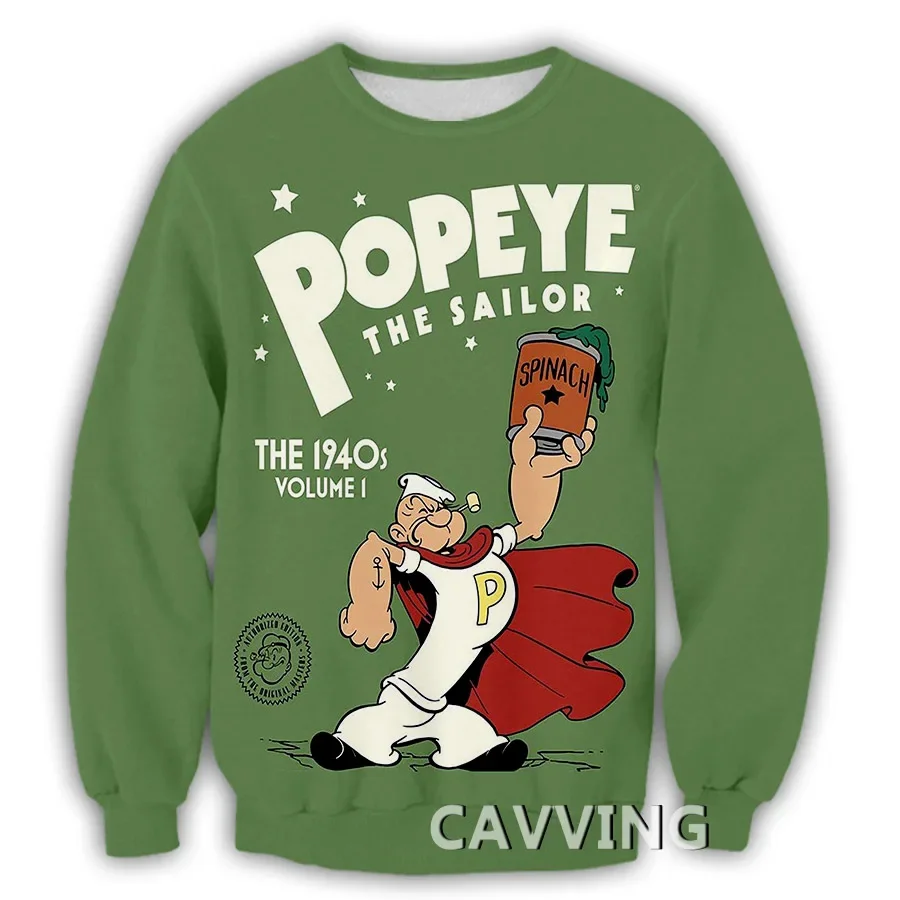 Popeye The Sailor 3D Printed Crewneck Sweatshirts Harajuku Styles Tops Long Sleeve Sweatshirt Casual Sweatshirts    B1