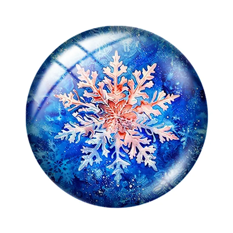 الألوان المائية الشتاء ندفة الثلج 10 قطعة 12 مللي متر/18 مللي متر/20 مللي متر/25 مللي متر صورة مستديرة الزجاج كابوشون التجريبي ظهر مسطح صنع النتائج #6