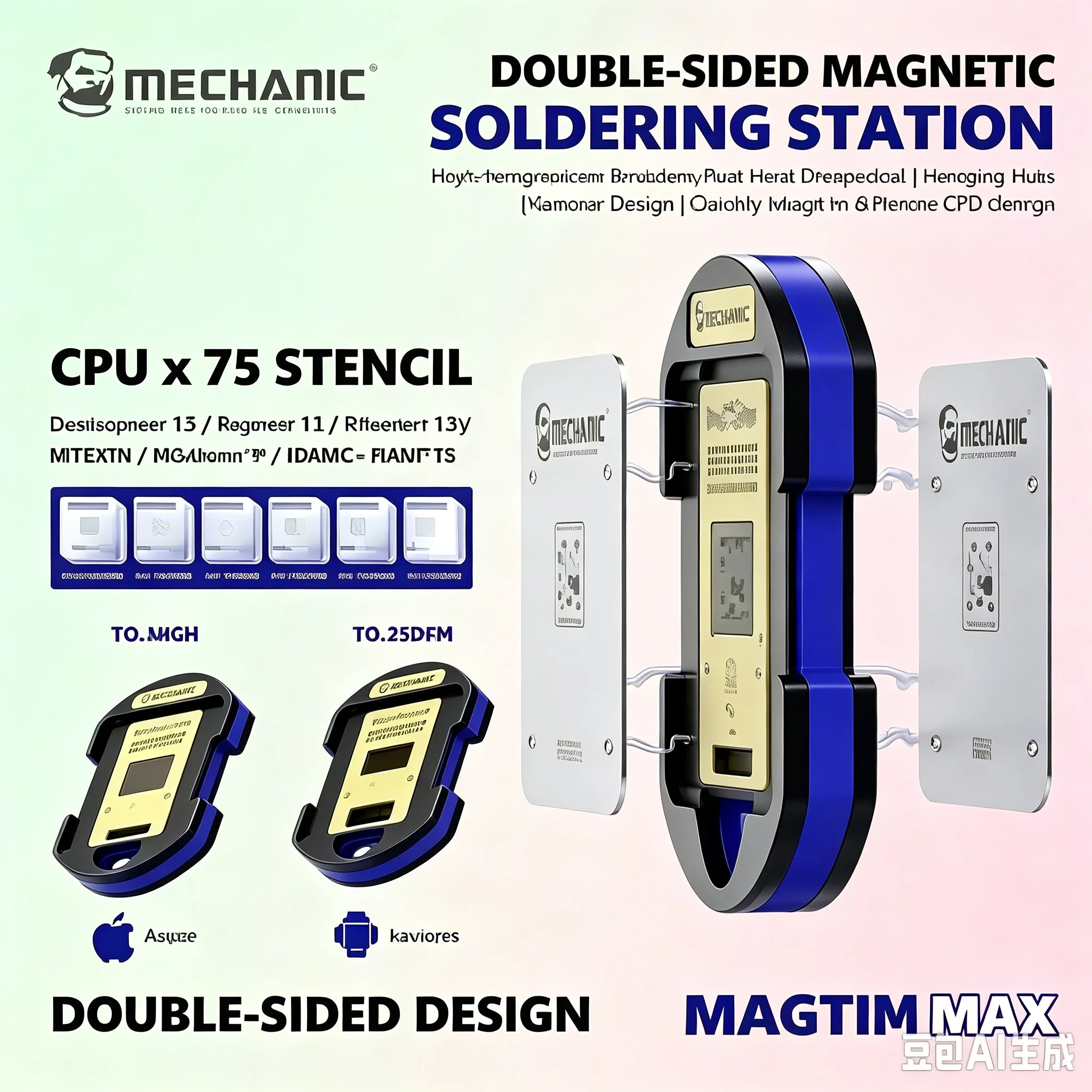 mechanic-set-stazione-di-reballing-magnetica-a-doppia-faccia-per-chip-delle-serie-snapdragon-e-hisilicon-include-75-stencil