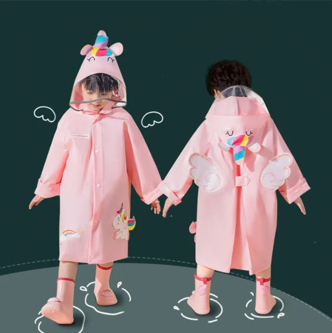 

New Children Raincoat Cartoon Thickened Waterproof EVA Rain Coat Kids Transparent Tour Waterproof Rainwear Rain coats