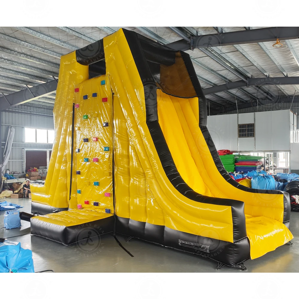 Amusement park games indoor  outdoor inflatable rock climbing wall with slide for adults and kids