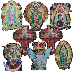 Christening Virgin Mary My Lady of Guadalupe Baptism Embroidered Sequin Sew on Patch Flower Applique