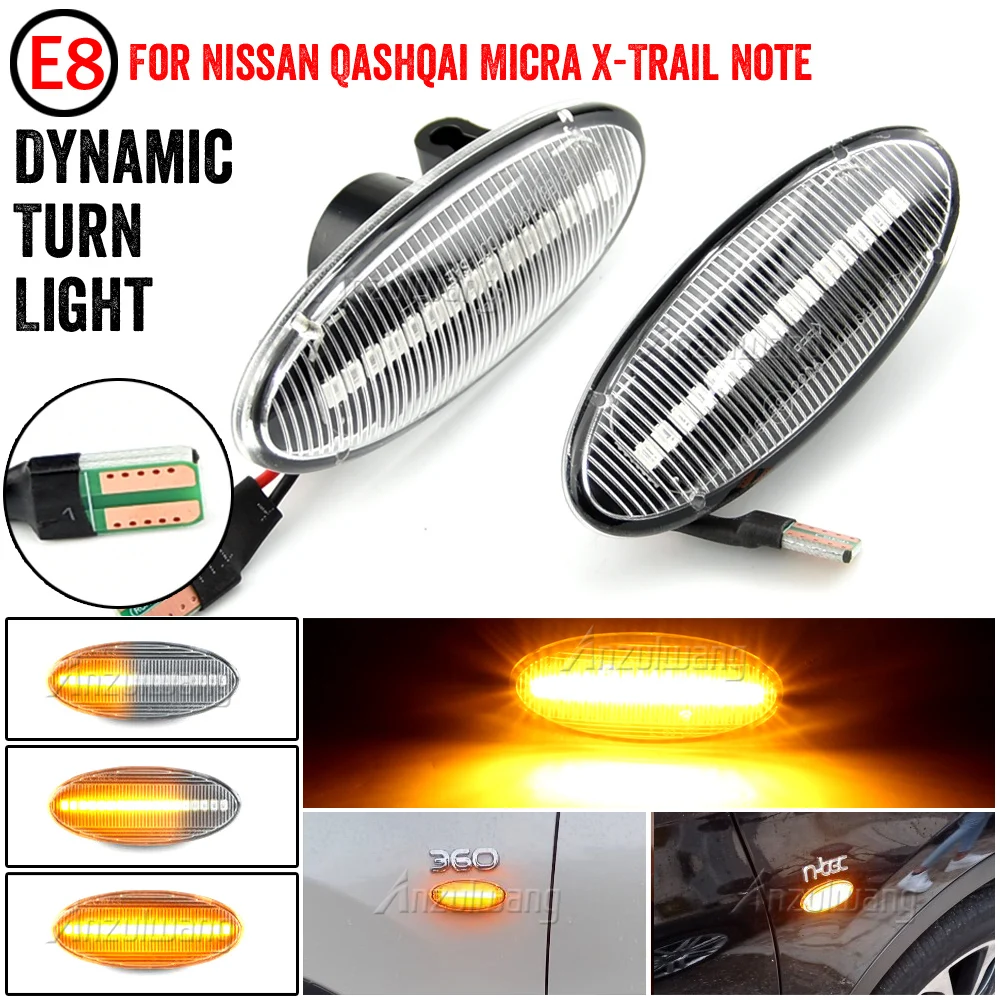 Car Side Marker Lights Dynamic LED Turn Signal Light For Nissan Qashqai J10 X-trail Cube Juke Leaf Micra Micra K13 Note E11