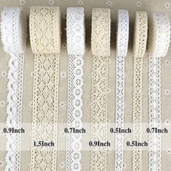 5 Yards Cotton Lace Trim Ribbon Trim Embroidered Lace White Beige Crochet Lace Fabric DIY Handmade Craft Clothes Sewing Supplies