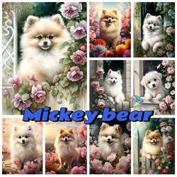 New Fun Pomeranian Diamond Painting Kit Cute Pets Dog DIY Diamond Embroidery Cross Stitch Art Mosaic Home Decor Kids Gift