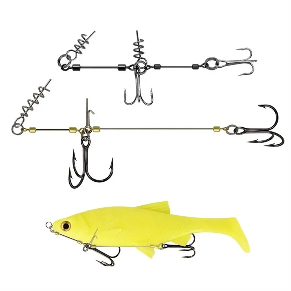 

String Fishing Hook Barbed Triple Hooks Set Soft Lure Bait Fishhook Jig Rig Assist Hook With Screw Pin