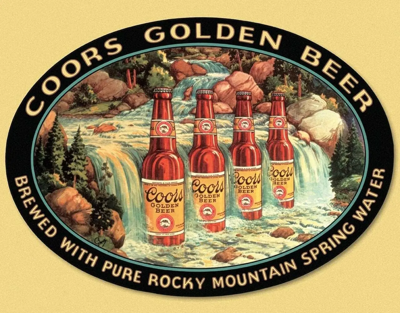 Desperate Enterprises Coors Waterfall Tin Sign - Nostalgic Vintage Metal Wall Décor Made in USA