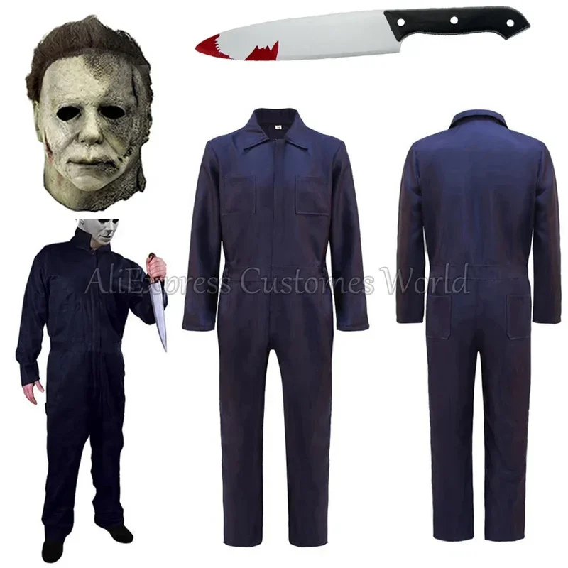 SN60 Michael Bloody Killer Outfits Myers Cosplay Costume Anime Halloween for Adult Men Women Cos Jumpsuit Horror Mask Party 1@j$