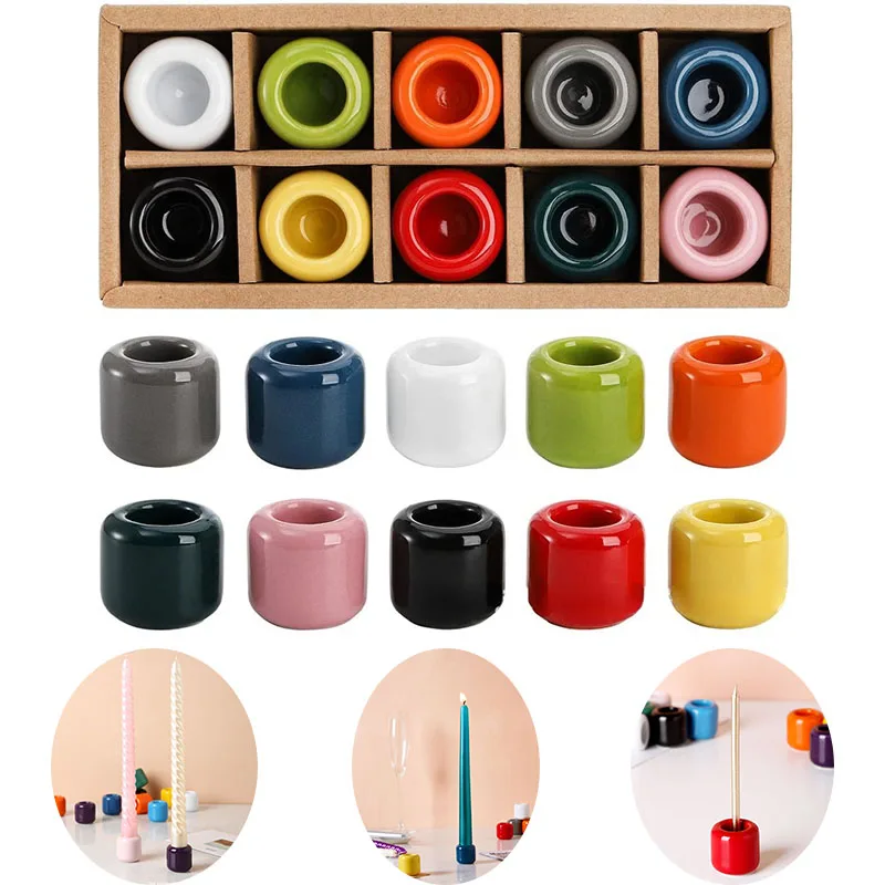 Colorful 10pcs Ceramic Candle Mugs Mini Aroma Mugs Home Decor Small Candle Holder