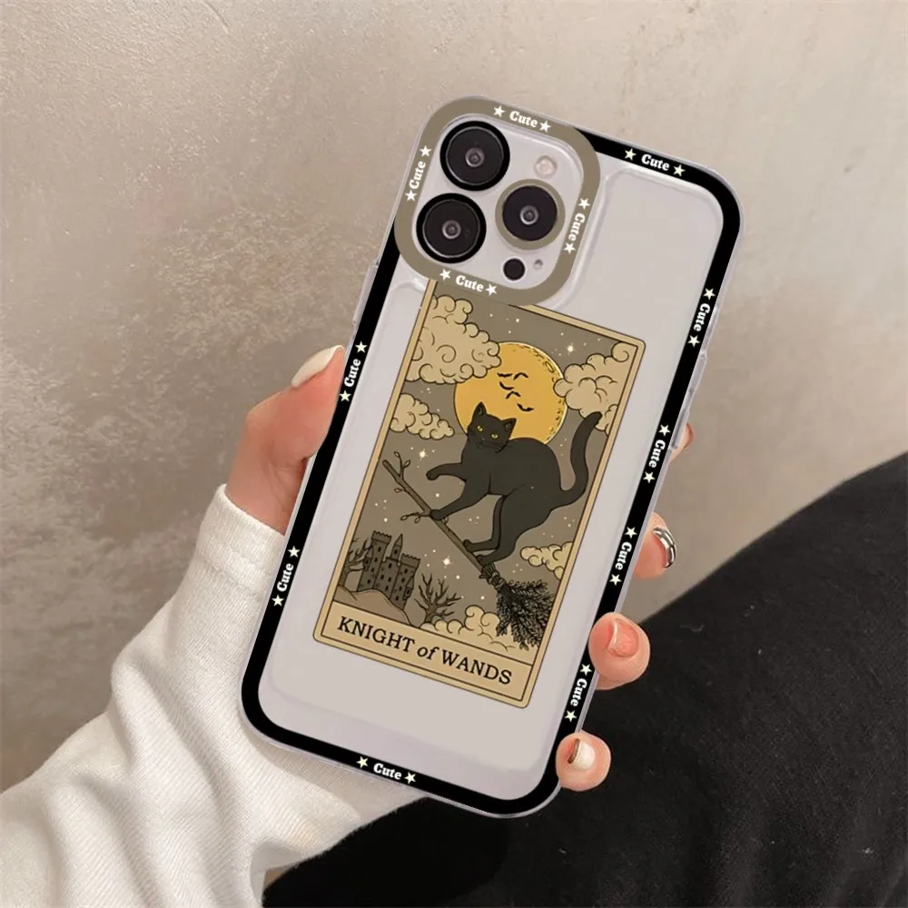 Witches moon Tarot Mystery totem cat Phone Case For iPhone 14 13 12 11 Pro Max XS X XR SE 2020 6 7 8 Plus Mini Protective Cover