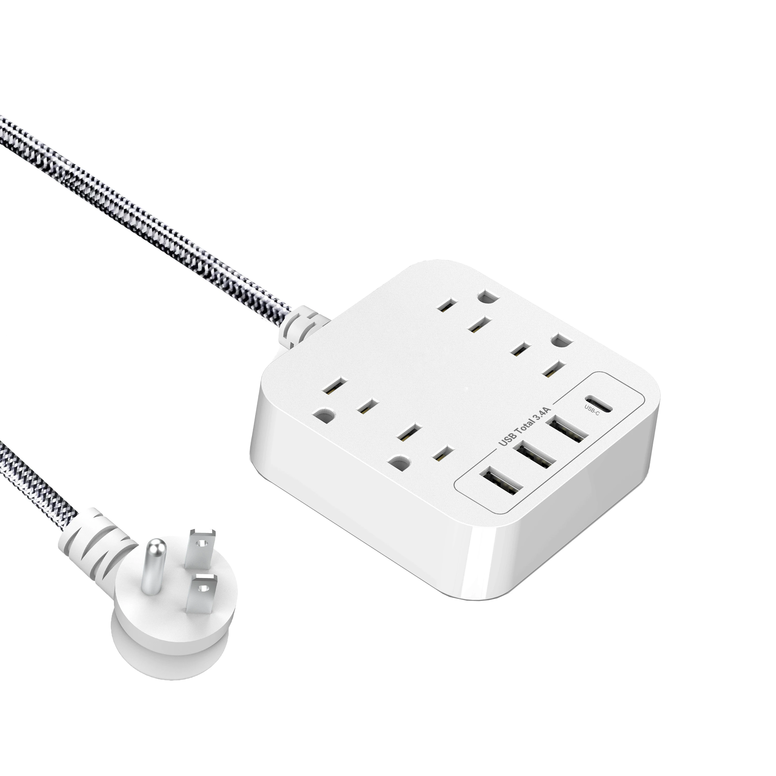 

Американская вилка Розетки переменного тока Многоразмерный удлинитель Электрическая розетка длиной 1,2 м 4 розетки переменного тока с 3 портами USB-A 1 адаптер для зарядки