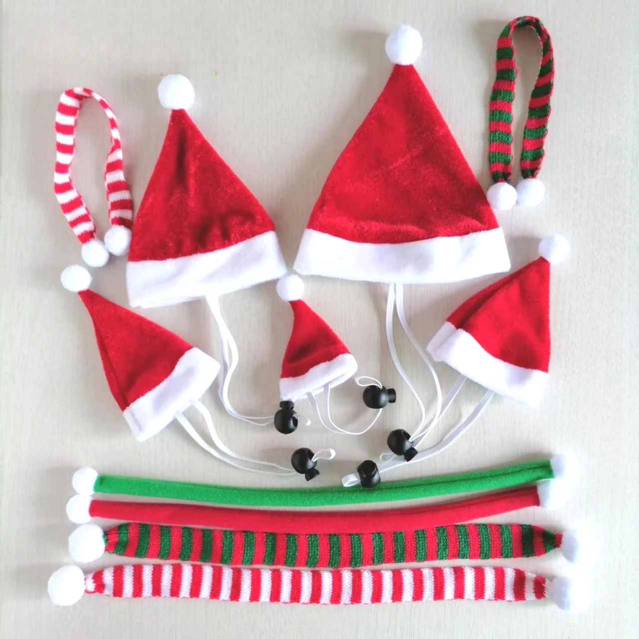 Haustier Weihnachtsmütze Schal Katze Hund Weihnachtsfeierzubehör Mini Haustierdekoration Hut Verstellbares elastisches Seil Weihnachtsdekoration
