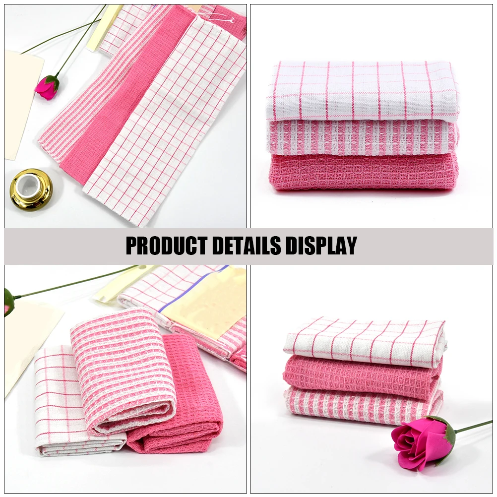 

6 Pcs Absorbent Tea Towel Set Kitchen Washcloths for Dishes Dishwashing Towels Rag