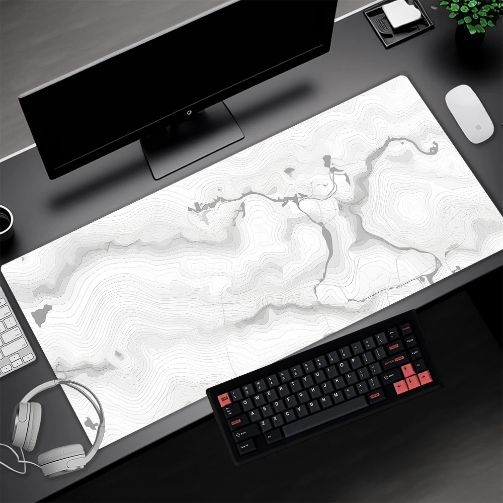 White Mouse Pad Aesthetic Desk Protector Mausepad Desktops Keyboard Custom Playmat Large Mousepad 300x800 Accessories for Office image 6