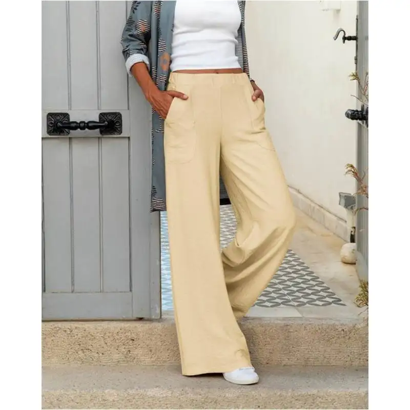 Faion losse vrijetijdsbroek voor dames, wijde pijpen, damesbroek, draperie, comfortabele dameskleding, casual broek