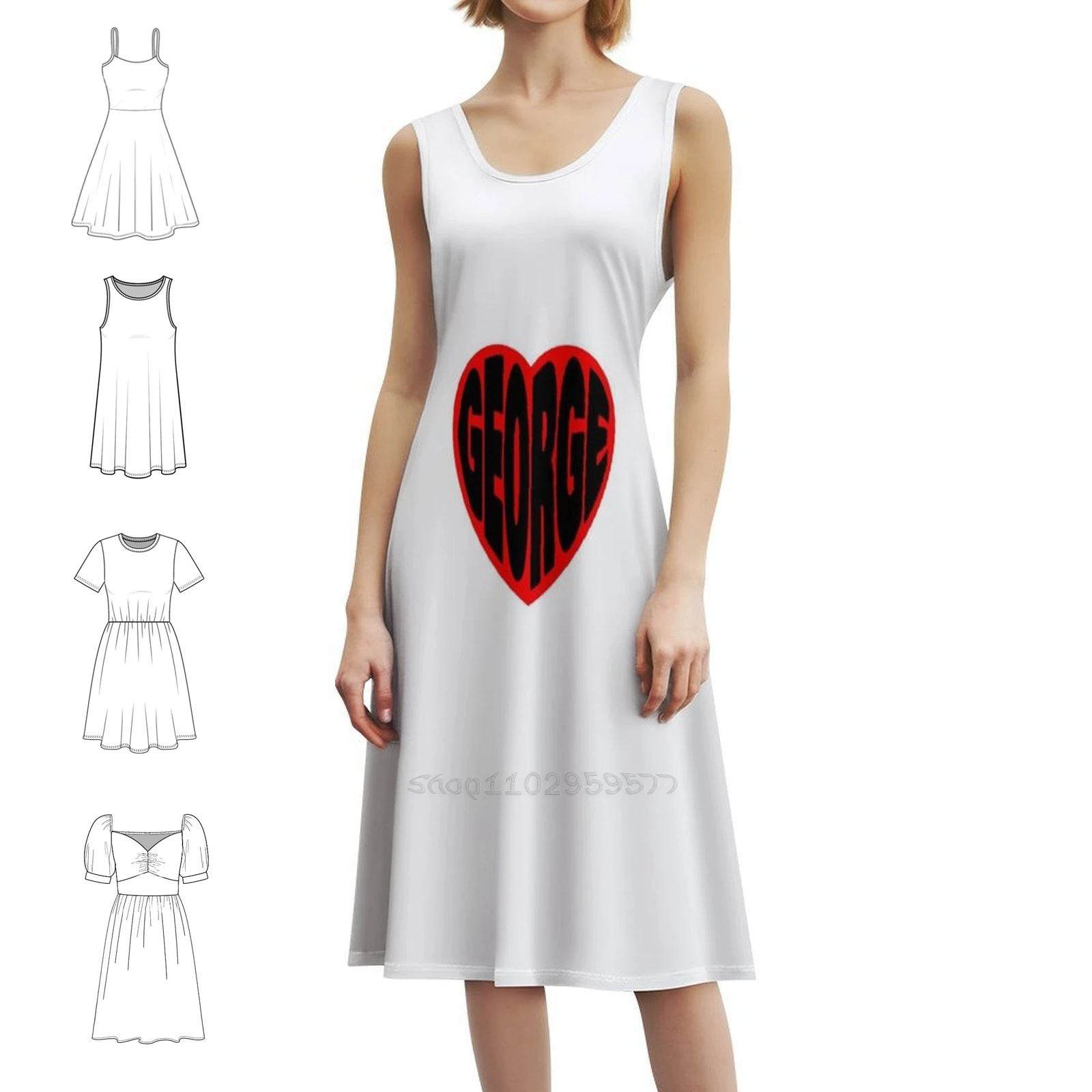 George In My Heart Preppy Style Mini Dress For Women A-Line Loose Fit Casual Day Dress Love Heart Boy Boyfriend George Women's