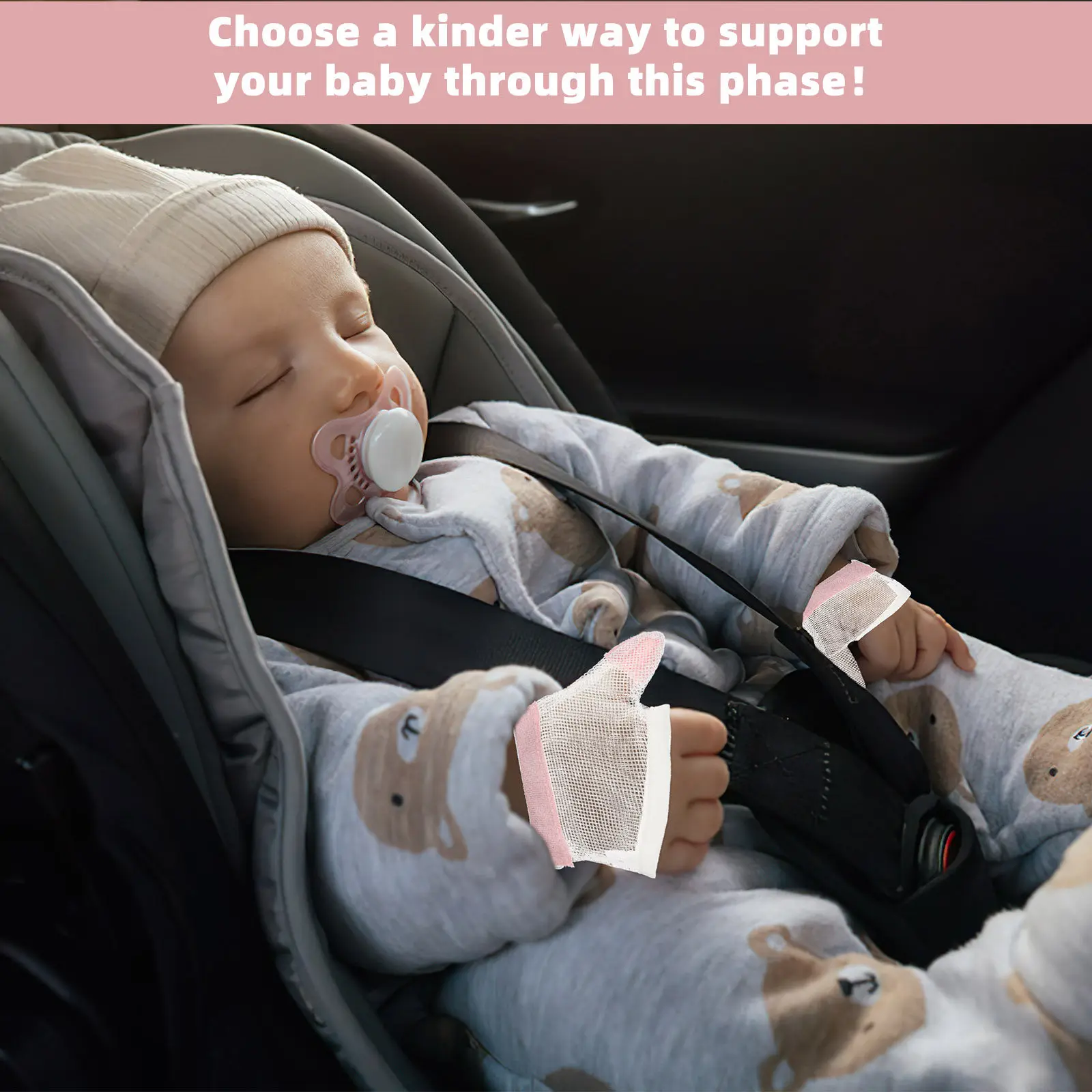 

2Pairs Finger Sucking Stop Gloves Baby Nail Biting Stop Guard Breathable Protective Infant Thumb Sucking Correction Gloves