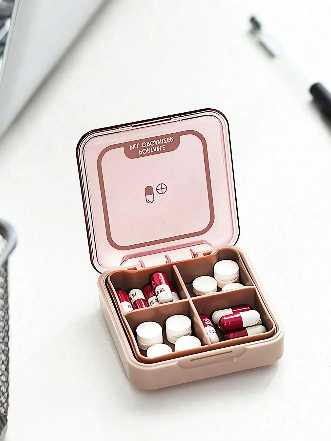 

1pc Travel Pill Case Organizer Moisture Proof Portable Small Weekly Travel Pill Organizer Portable Pocket Pill Box Pocket Dispenser Daily Pill Case For Purse Vitamin Fish Oil Compartments Container Medicine Box Practical Convenient Supplies Medicine Vitam