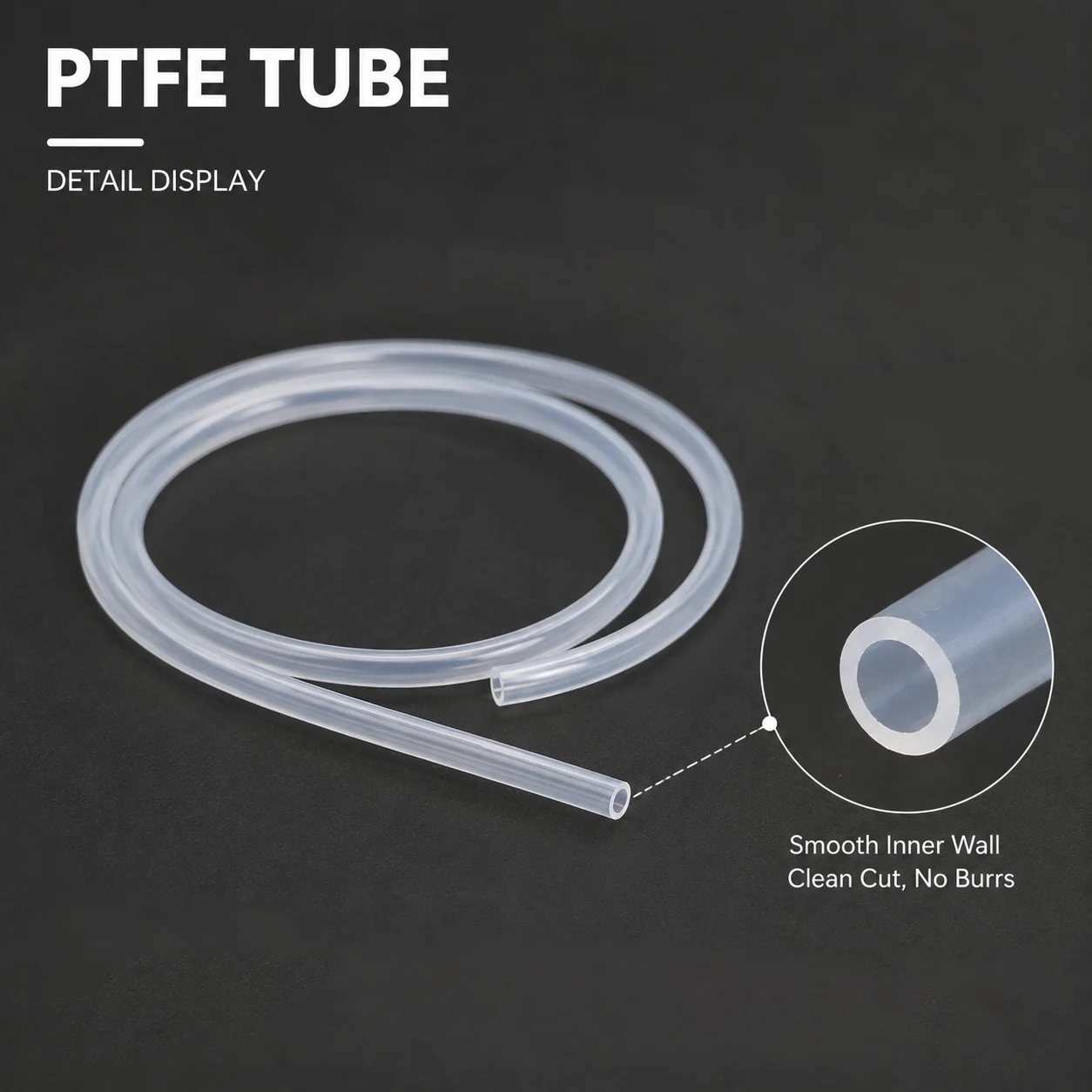 Clear PTFE Tube ID0.8‑12 Insulated Hose Rigid Conduit High Temp Chemical & Corrosion Resistant Non‑Stick PTFE Insulated Tubing