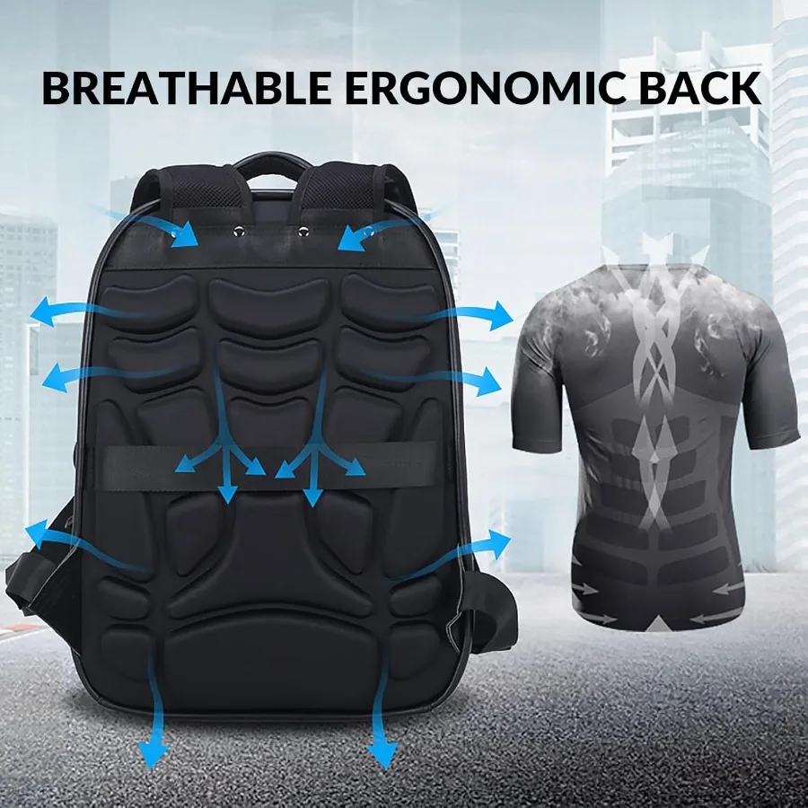 Masa Kawa حقيبة ظهر للكمبيوتر المحمول مقاس 17 بوصة من الجلد الطبيعي باللون الأسود للرجال حقيبة ظهر كبيرة للصيف والسفر حقيبة ظهر طوال الليل #3