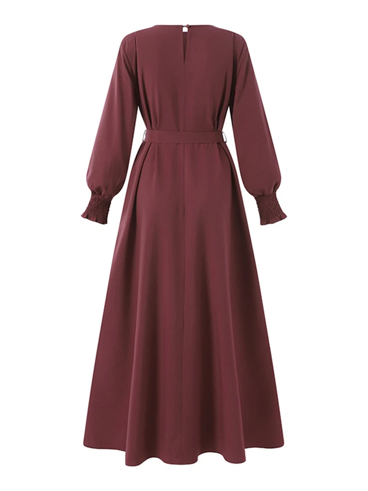 2023 ZANZEA Vintage Muslim Dress Women Long Sleeve Maxi Solid Sundress Robe Femme Female Drawstring Marocain Turkish Vestidos