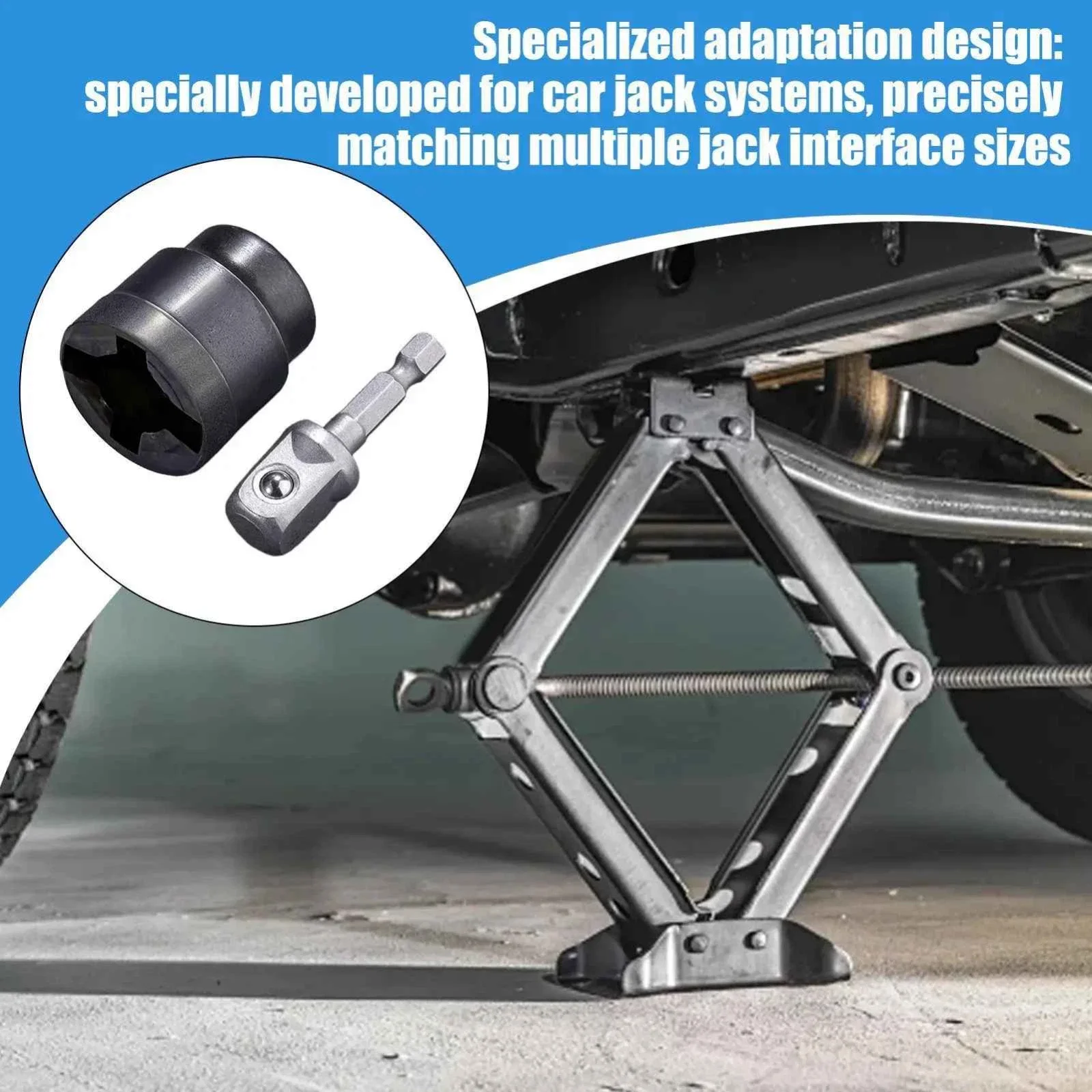 Universal Scissor Car Jack Adapter RV Stabilizer Jack Drill Adapter Steel Impact Wrench Tool