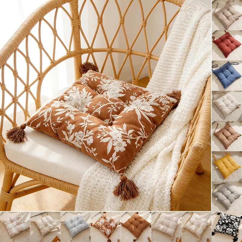 

Home Decoration Retro Plant Pattern Cushion Soft Chenille Fabric Cushion Suitable for Dining Chairs Balconies Office and Chairs