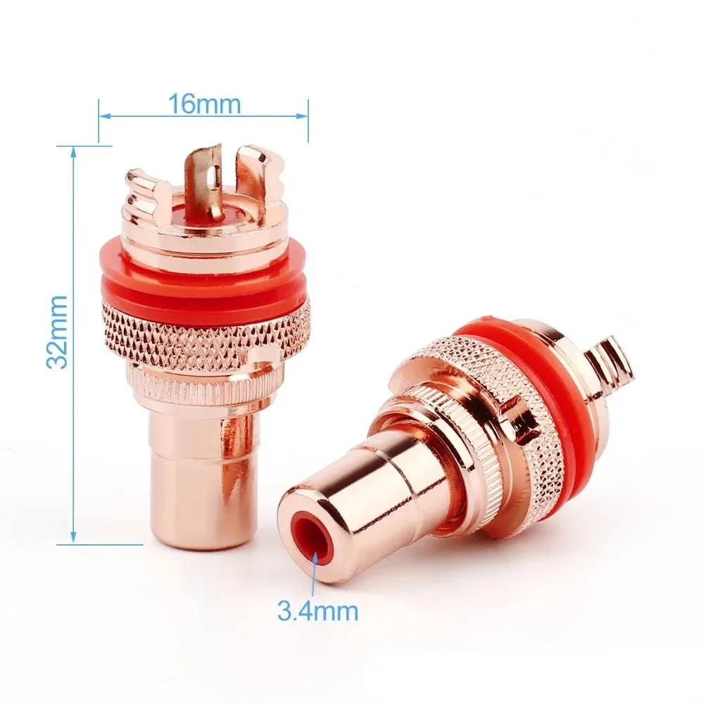 8PCS RCA Connector Female HiFi Audio Jack Speaker Connectors RCA Lotus Plug Pure Copper Gold plated RCA Socket Chassis Plugs