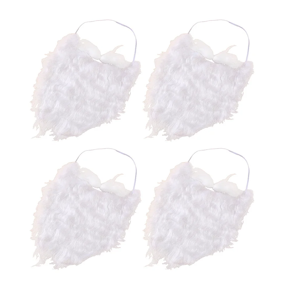 4-teiliges weißes Weihnachtsmann-Bart-lustiges Kostüm für Kinder, Weihnachten, Cosplay, realistische Gesichtshaar-Abschlussball-Dekoration