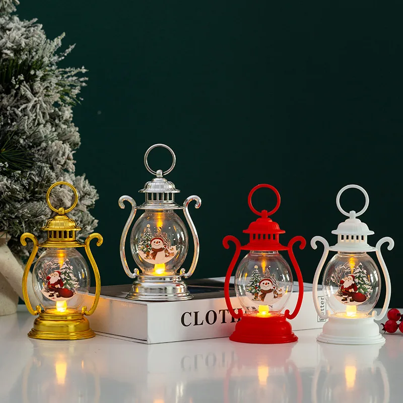 Kerst hangende LED-lantaarn met handvat Elektrische kerstman Vrolijk kerstfeest Vlamloze lantaarn voor thuis Feestelijke decoratie