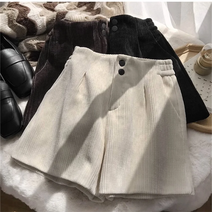 Gowyimmes 2025 Big Size Women Loose Solid A-line Shorts Lady High Waist Wide Leg Shorts Girl Streatwear Hot Bottomings  PD1825
