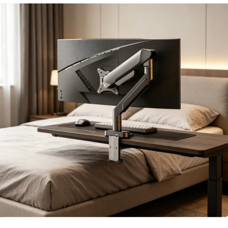 Adjustable Single Monitor Desk Bracket Universal Stand for 32 Inch Max Screen, Supports 19.8 Lbs Weight