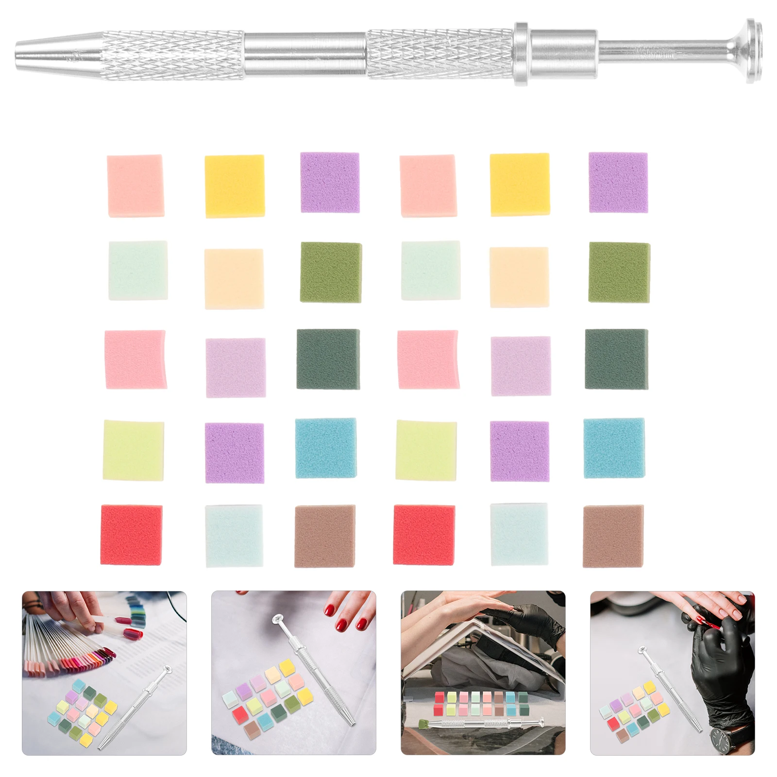 

1 set Art Sponges Soft Color Fade Sponge For Manicure Nail Design With 4-Prong Grabber Tool Nail Blush Highlighting