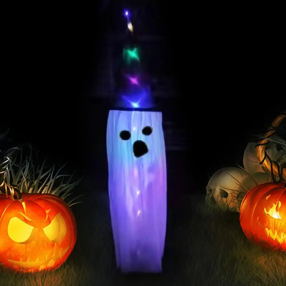 Halloween Ghost Lights Outdoor Halloween Decor Spooky Halloween Ghost Windsocks with Led Lights for Yard Garden Decoration