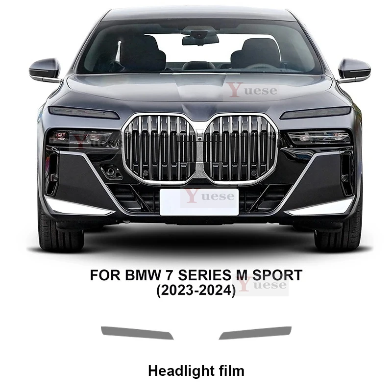 

Для BMW 7 серии G70 M Sport 2023 2024, защитная пленка для автомобиля, зеркальная пленка для фар, прозрачная наклейка из ТПУ против царапин
