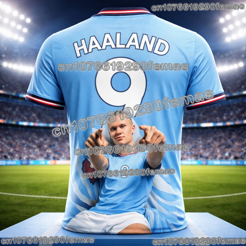 2026 Haaland Mode Fußball 3D-Gedrucktes Fan-Gedenk-Kinder-T-Shirt, Schnelltrocknendes Sport-T-Shirt für Alle Jahreszeiten und Veranstaltungen