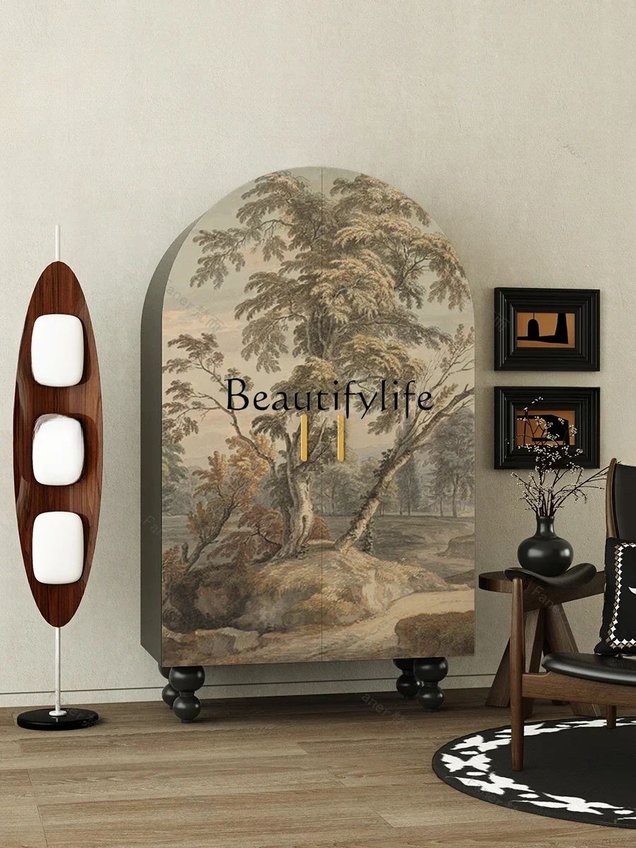 

S French Retro Domestic Solid Wood Wardrobe Bedroom Double-Door against the Wall Storage Organizer Curio Cabinet