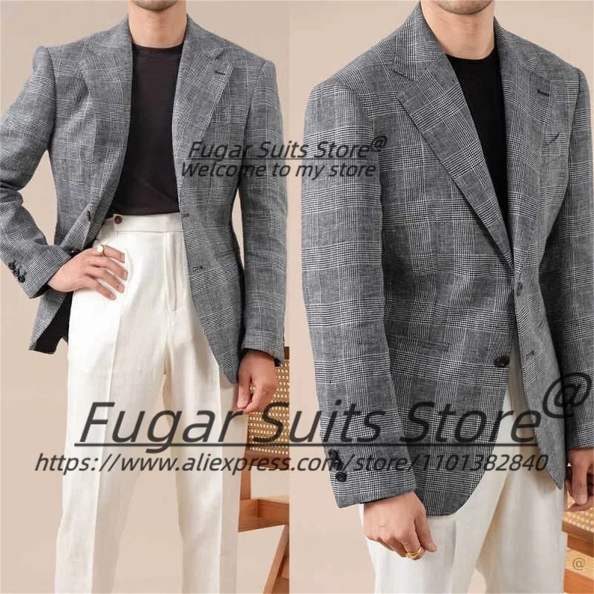 

Элегантные повседневные костюмы-двойки в клетку, индивидуальный пошив, приталенный крой, с отложным воротником, для жениха, свадебные смокинги, мужские пиджаки для вечеринок, Ropa Hombre